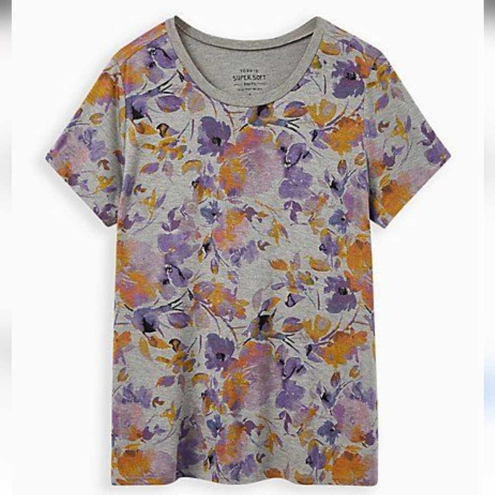 Torrid 3X Super Soft Knits short sleeve floral top Shirt Casual Boho